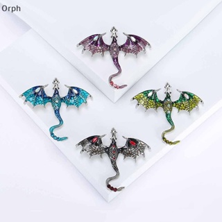 Orph แฟชั่น พลอยเทียม เคลือบ มังกรบิน เข็มกลัด สําหรับผู้หญิง เสื้อผ้า พิน เครื่องประดับ ปาร์ตี้ เครื่องประดับ PH