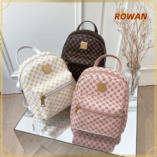 Rowans กระเป๋าเป้สะพายหลัง กระเป๋านักเรียน หนัง PU มีซิป สีชมพู และสีขาว สไตล์คลาสสิก สําหรับผู้หญิง