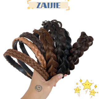 Zaijie24 ที่คาดผมถักเปีย, ที่คาดผม แบบหนา กันลื่น, ขายดี ถักเปียกว้าง สีดํา วิกผมบิด ที่คาดผมผู้หญิง