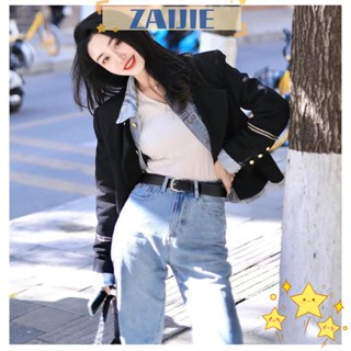 Zaijie24 เข็มขัดหนังวัวแท้ หัวเข็มขัดโลหะ หรูหรา คุณภาพสูง แฟชั่นสําหรับผู้หญิง