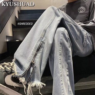 KYUSHUAD Thin loose straight tube American high street vibe wide-leg flared pants, jeans for men,