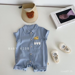 【Ins Dinosaur-baby Jumpsuits] ชุดรอมเปอร์ แขนสั้น ระบายอากาศ สําหรับเด็กทารก