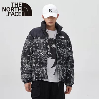 Thenorthface เสื้อแจ็กเก็ต ผ้าฝ้ายนิ่ม 100% พิมพ์ลายดอกไม้ เม็ดมะม่วงหิมพานต์ สไตล์เรโทร สําหรับทุกเพศ