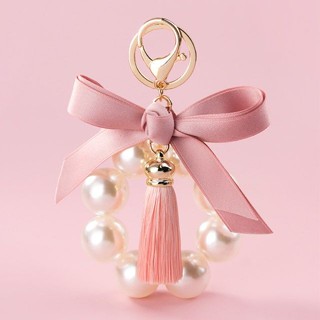 Pearl Bow Keychain Bag Hanging Internet Celebrant INS Car Chain Key Ring Cute Womens Fashion Hanging