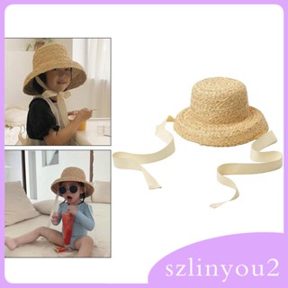 [szlinyou2] หมวกฟางกันแดด ปรับได้ สีขาว สําหรับเดินทาง