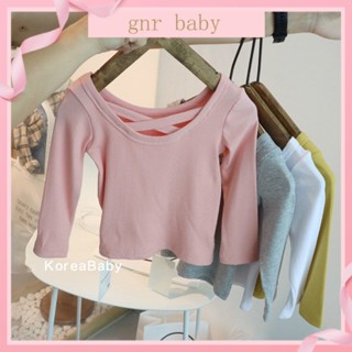 🍓GNR BABY🫐3-12y เด็ก ด้านหลัง ไม้กางเขน แขนยาว เด็กผู้หญิง เกาหลี บอททอม เสื้อตัวเล็ก และกลาง สีพื้น เสื้อแขนยาว