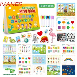 Ivanes หนังสือไม่ว่าง เด็ก สติกเกอร์ซ้ํา การเรียนรู้ ธีมหลายธีม เป็นมิตรกับสิ่งแวดล้อม ปากกาสี ฝาพับ สําหรับเด็ก 2-5 ปี