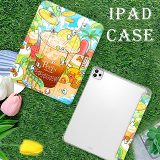 เคสแท็บเล็ต ลายกาแฟริมทะเล พร้อมช่องใส่ปากกา สําหรับ iPad Pro11 iPad Gen 5 6 9.7 Air4 5 10.9 Gen 9 8 7 10.2 นิ้ว Mini 4 5 7.9