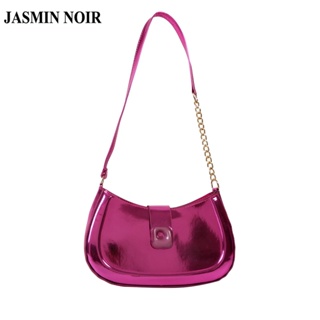 Jasmin NOIR กระเป๋าสะพายไหล่ กระเป๋าถือ หนัง PU ขนาดเล็ก แต่งสายโซ่คล้อง สําหรับสตรี