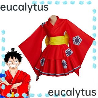 Eucalytus1 ชุดคอสเพลย์ ลูฟี่ อนิเมะ Monkey D Luffy Lolita พร้อมเข็มขัด สีแดง สําหรับผู้หญิง