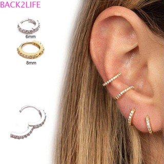 Back2life ต่างหูห่วงแฟชั่น Septum 6/8 มม. เจาะร่างกาย สีโรสโกลด์ / แหวนจมูกสีเงิน