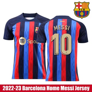 Ani 2022-2023 เสื้อยืดลําลอง แขนสั้น พิมพ์ลาย FC Barcelona Home Jersey Messi Football พลัสไซซ์