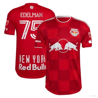 เสื้อยืดแขนสั้น ลายทีมชาติฟุตบอล Ani 2023 MLS Daniel Edelman New York Red Bulls Jersey สีแดง พลัสไซซ์