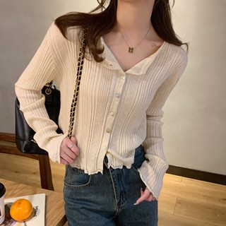 เสื้อคาร์ดิแกนแขนยาว ผ้าถัก สําหรับผู้หญิง