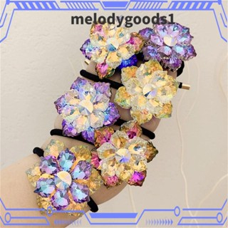 Melodygoods1 ยางรัดผม แบบยืดหยุ่น รูปดอกบัวหิมะ เครื่องประดับ สําหรับผู้หญิง