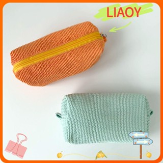 Liaoy กระเป๋าเครื่องสําอาง แบบพกพา สีพื้น