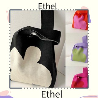 Ethel1 กระเป๋าถือลําลอง ผ้าถัก แฮนด์เมด ใช้ซ้ําได้