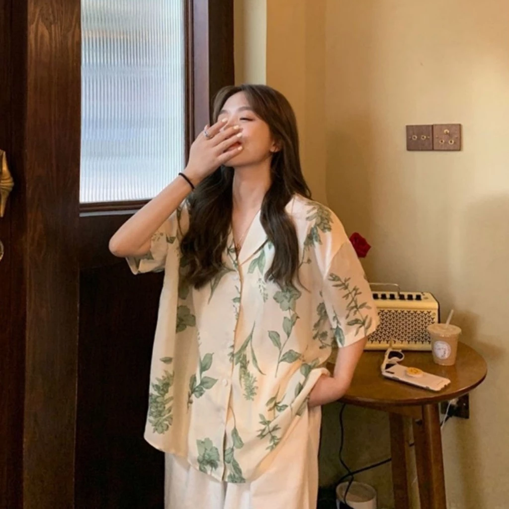 เสื้อเชิ้ตฮาวาย แขนสั้น ลายดอกไม้ สงกรานต์ ผู้หญิง thumbnail 4