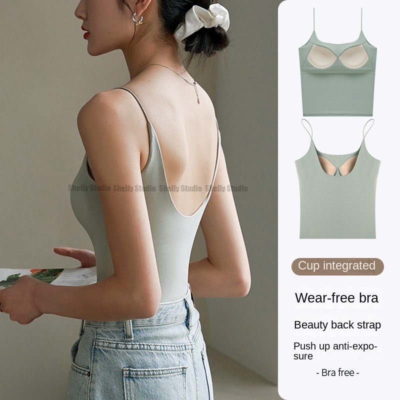เสื้อกล้าม ชุดชั้นในสตรี แบบยาว พร้อมถ้วย บราแผ่น ชุดชั้นในวันพีช สวมชุดชั้นใน ไร้ขอบ