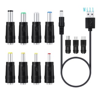 Will 11 in1 ปลั๊กแจ็คพาวเวอร์ 5V USB เป็น 5 5x2 1 มม. 3 5 มม. 4 0 มม. 4 8 มม. 6 4 มม. 5 5x2 5 มม.