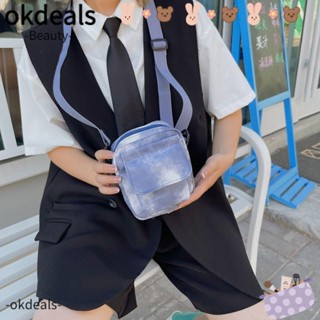 Okdeals กระเป๋าสะพายไหล่แฟชั่น ขนาดเล็ก สีฟ้ามัดย้อม