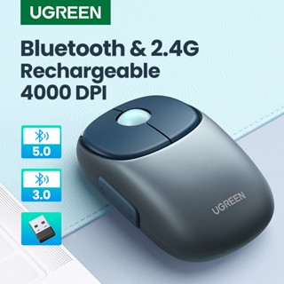 Ugreen เมาส์บลูทูธไร้สาย 5.0 2.4G 4000 DPI สําหรับ MacBook แท็บเล็ต แล็ปท็อป