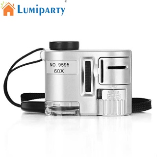 Lumiparty กล้องจุลทรรศน์แว่นขยาย Led ขนาดเล็ก แบบพกพา 60 ชิ้น พร้อมกระเป๋าจัดเก็บ