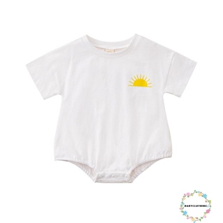 Babyclothes- ชุดจั๊มสูทรอมเปอร์ แขนสั้น คอกลม พิมพ์ลายดวงอาทิตย์ แฟชั่นฤดูร้อน สําหรับเด็กทารกผู้ชาย และเด็กผู้หญิง