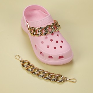 CROCS จี้เพชรเทียม คริสตัล สีทอง เครื่องประดับ แฟชั่นสําหรับผู้หญิง