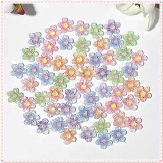 50pcs Nail Art Luminous Five-petal Flower Series Jewelry Gradient Color Flash Print Flower Three Dimensional Resin Nail Decoration Manicure Tool For Nail Shop JOYFEEL