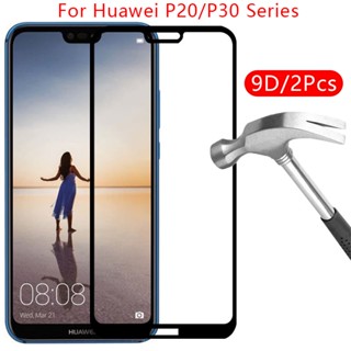 ฟิล์มกระจกนิรภัยกันรอยหน้าจอ 9d สําหรับ huawei p20 pro p30 lite 2020 huwei hawei huawe huawi huawey p 20 30 light