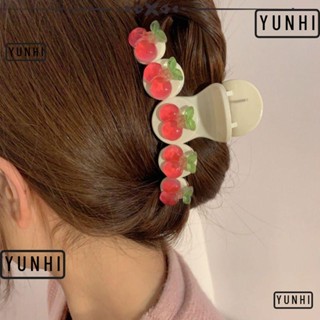 Yunhi กิ๊บติดผมหางม้า พลาสติก ลายเชอร์รี่ หวานแหวว เครื่องประดับผม