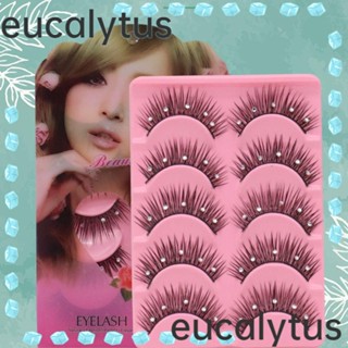 Eucalytus1 ขนตาปลอมไฟเบอร์ แบบหนา ยาว ประดับเพชร กลิตเตอร์ แฮนด์เมด สําหรับผู้หญิง