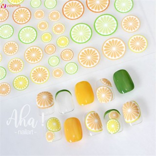 มาถึงการตกแต่งเล็บเครื่องใช้ Green Lemon Orange Grapefruit Cherry Fruit สติ๊กเกอร์ตกแต่งเล็บ veemm