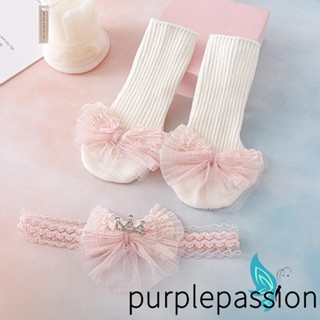 Purplepassion- ชุดมงกุฎเจ้าหญิง หงส์ โบว์คาดศีรษะ พร้อมถุงเท้า แบบนุ่ม ยืดหยุ่น ของขวัญวันเกิด สําหรับเด็ก