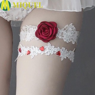 Miquel เข็มขัดรัดต้นขา ประดับลูกไม้ พลอยเทียม ยืดหยุ่น ลายดอกกุหลาบ สไตล์โลลิต้า สําหรับเด็กผู้หญิง