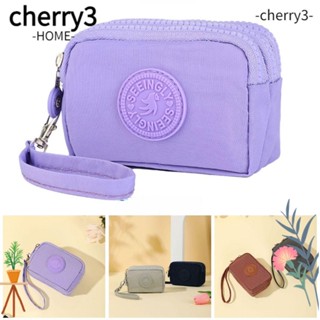 Cherry3 กระเป๋าใส่เหรียญ มีซิป สามชั้น ทนทาน ความจุขนาดใหญ่ กันน้ํา สําหรับใส่บัตรเครดิต หูฟัง