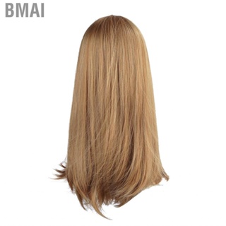 Bmai Gold 60cm Long  Wig Synthetic Elasticity Fiber Fake For