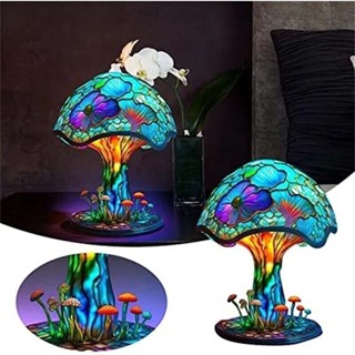 Mushroom Table Lamps Stained Resin Plant Series Lamp USB Night Light Bedside New