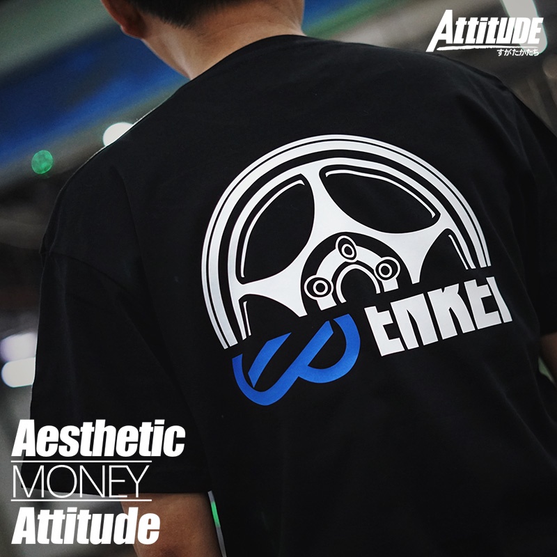 Attitude Japan JDM เสื้อยืดแขนสั้น ผ้าฝ้าย ลายล้อแข่ง ENKEI RP01 ผ้าฝ้ายแท้