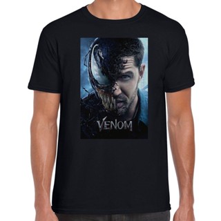 เสื้อยืด ลาย Venom Half Face สีดํา