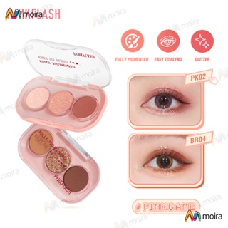 Pinkflash พาเลทอายแชโดว์ 3 สี สีชมพู กันน้ํา ติดทนนาน