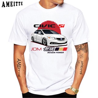 ใหม่ เสื้อยืดแขนสั้นลําลอง พิมพ์ลาย JDM Civic Type R สีขาว แฟชั่นฤดูร้อน สไตล์คลาสสิก สําหรับผู้ชาย