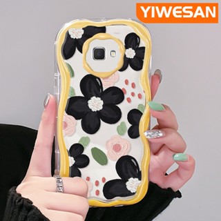 เคสโทรศัพท์มือถือแบบนิ่ม ใส ลายภาพวาดสีน้ํามัน รูปดอกไม้ สีดํา หลากสี สําหรับ Samsung J7 Prime J7 Prime 2 J2 Prime