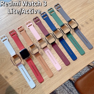 สําหรับ Xiaomi Redmi Watch 3 Active Strap พร้อมโลหะป้องกันกรณีสร้อยข้อมือซิลิโคนสําหรับ Redmi Watch 3 สายนาฬิกา