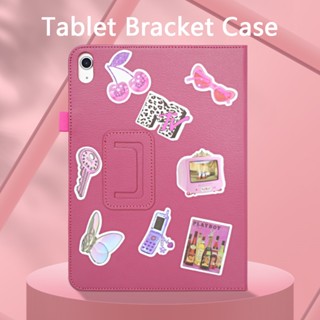 【สติกเกอร์ฟรี】เคสแท็บเล็ตหนัง ลายดอกกุหลาบ สีชมพู พร้อมตัวยึด ตั้งหลับอัตโนมัติ สําหรับ Samsung Galaxy Tab A8 S6 Lite A7 Lite S9 S7 FE