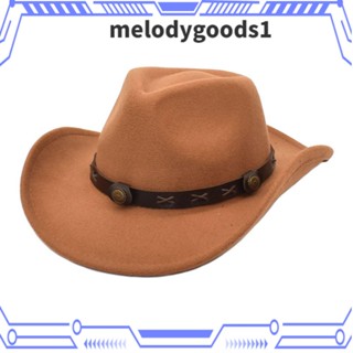 Melodygoods1 หมวกคาวบอย หมวกปีกกว้าง ผ้าสักหลาด แฟชั่นสําหรับผู้ชาย และผู้หญิง