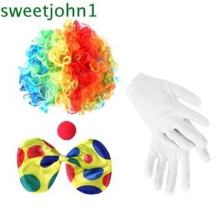 Sweetjohn ชุดเครื่องแต่งกายคอสเพลย์ ถุงมือฟองน้ํา จมูก วิกผม ตัวตลก สีรุ้ง สําหรับเด็ก ของขวัญวันเกิด