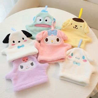 SANRIO ถุงมือผ้าขนหนูอาบน้ํา ลายการ์ตูน Kuromi Melody Cinnamoroll Pachacco Hangyondon เหมาะกับของขวัญ สําหรับเด็กผู้หญิง