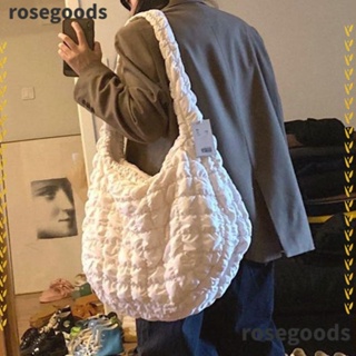 Rosegoods1 กระเป๋าสะพายข้าง ทรงโท้ท ขนาดใหญ่ แต่งจับจีบ ลายก้อนเมฆ สําหรับผู้หญิง